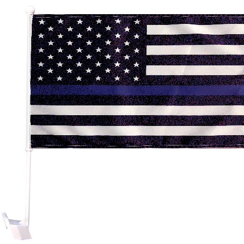 Car Window Flag Blue Line USA Knitted